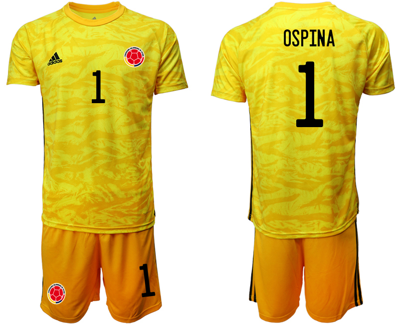 Men 2020-2021 Season National team Colombia goalkeeper yellow #1 Soccer Jersey1